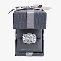 (I / I1) Womens 4 CT. T.W. Lab Grown White Diamond 10K Gold Cushion Side Stone Engagement Ring