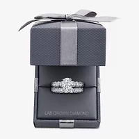 Signature By Modern Bride (G / Si1-Si2) Womens 4 CT. T.W. Lab Grown White Diamond 10K Gold Oval Side Stone Bridal Set