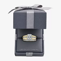 (G / Si1-Si2) Womens 1 1/2 CT. T.W. Lab Grown White Diamond 10K Gold Side Stone Halo Bridal Set