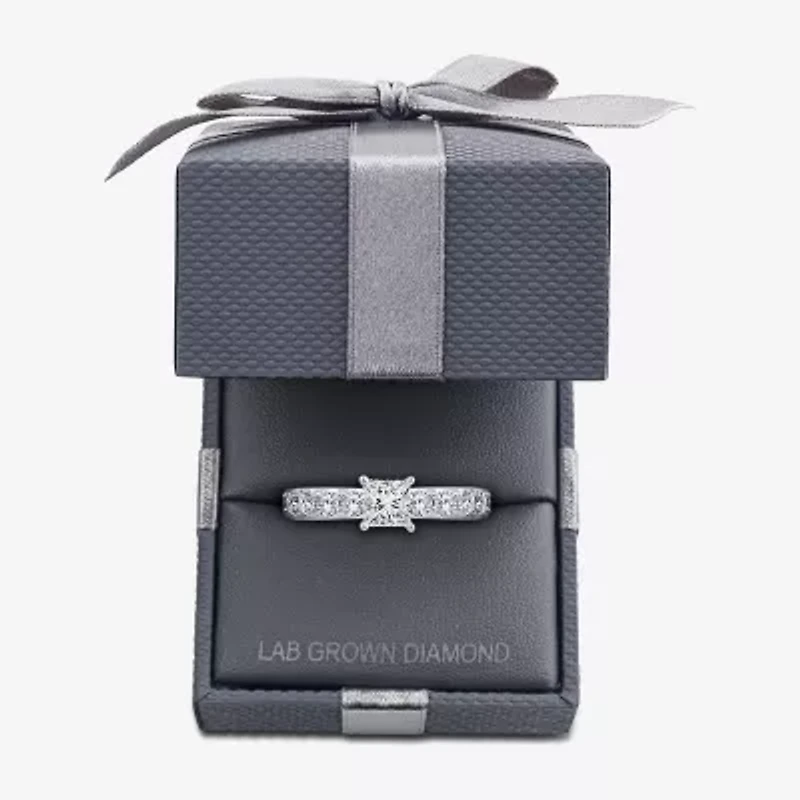 Signature By Modern Bride (F / Vs2) Womens 2 CT. T.W. Lab Grown White Diamond 10K Gold Side Stone Engagement Ring