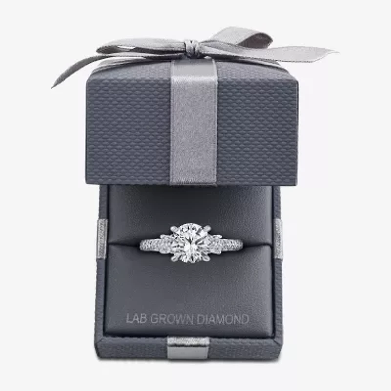 Love Lives Forever (F / Vs2) Womens 2 1/2 CT. T.W. Lab Grown White Diamond 10K Gold Round Side Stone Eternity Engagement Ring