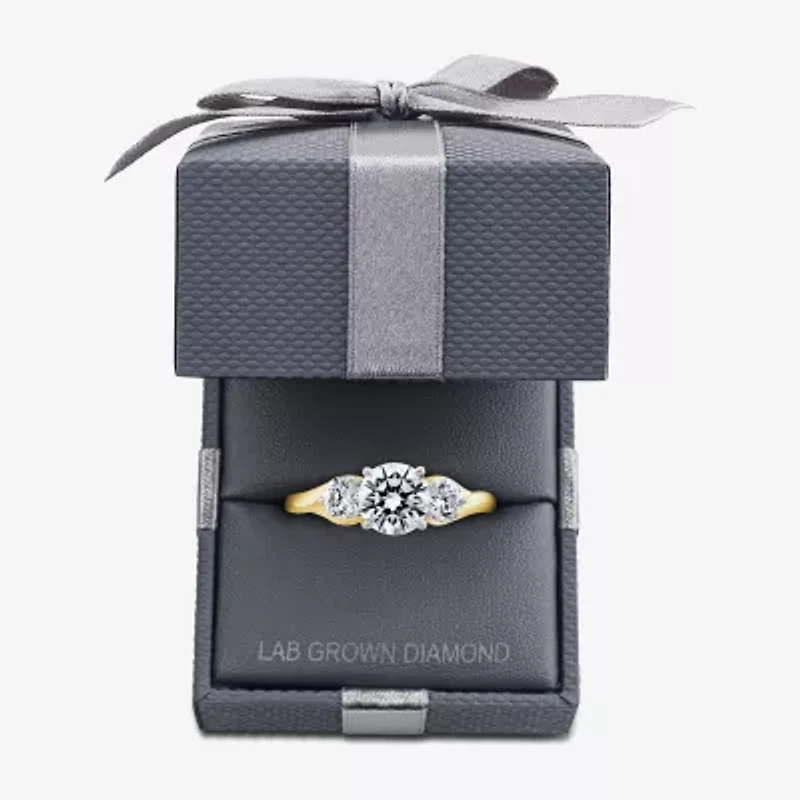 Love Lives Forever (G / Si1-Si2) Womens 2 CT. T.W. Lab Grown White Diamond 10K Gold Round 3-Stone Engagement Ring