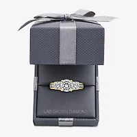 Love Lives Forever (G / Si1-Si2) Womens 3 CT. T.W. Lab Grown White Diamond 10K Gold Round Side Stone 3-Stone Engagement Ring