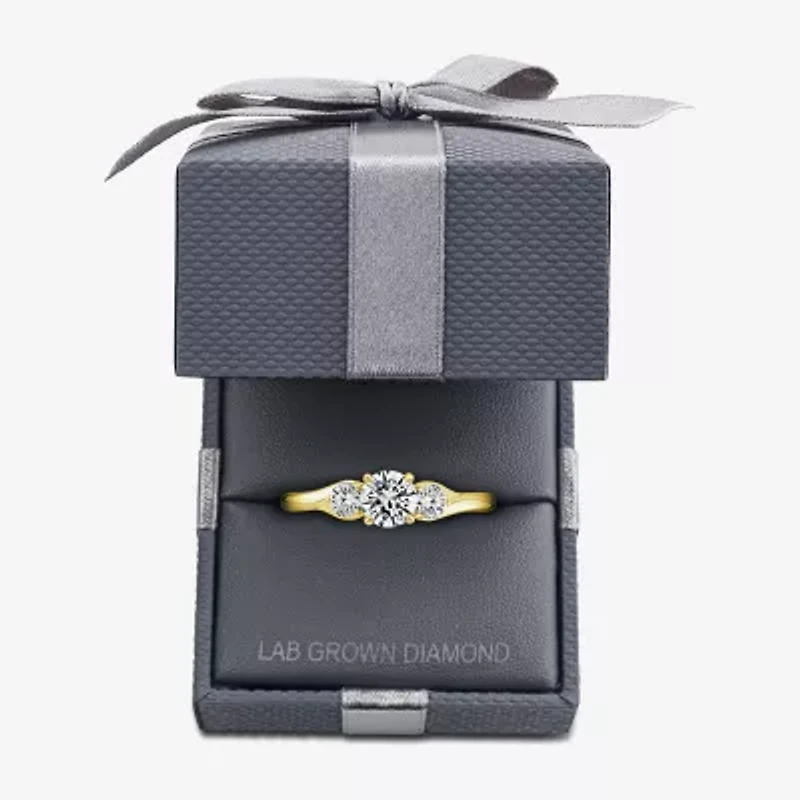 Love Lives Forever (G / Si1-Si2) Womens 1 CT. T.W. Lab Grown White Diamond 10K Gold Round 3-Stone Engagement Ring