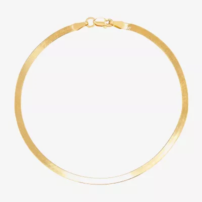 Made in Italy Womens 10K Gold 7.25 Inch Solid Herringbone Chain Bracelet