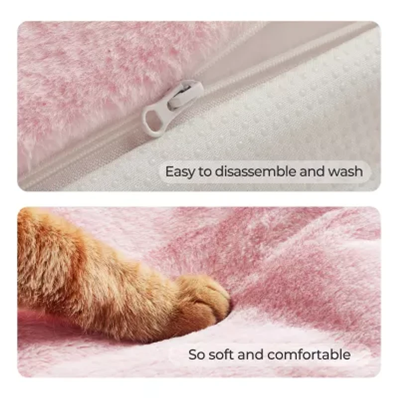 Allisandro Large Faux Fur Anti-Slip Pink Pet Bed
