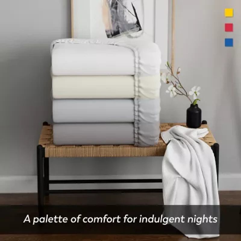 Color Sense 100% Cotton Cool & Crisp Lightweight 2 Fitted Sheets Sheet