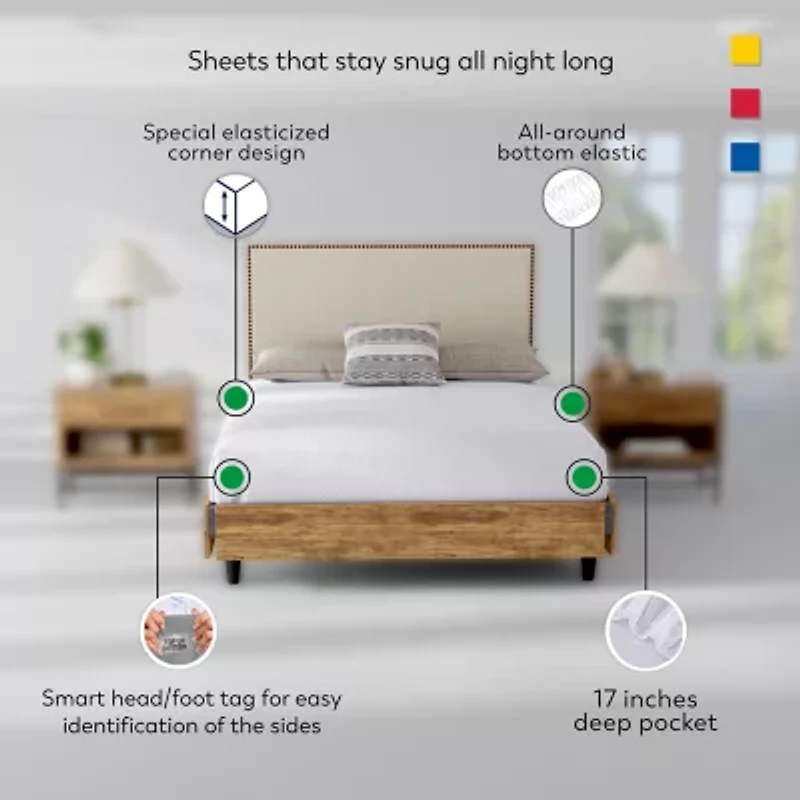 Color Sense 100% Cotton Cool & Crisp Lightweight 2 Fitted Sheets Sheet