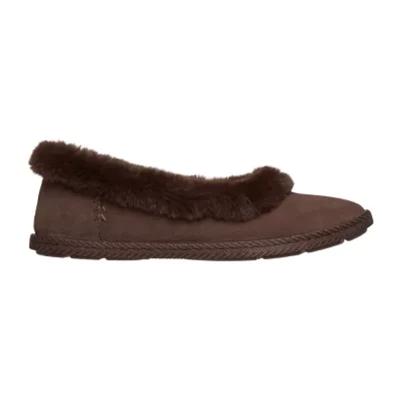 Skechers Cozy Ballet Womens Faux Fur Trim Slip-On Slippers