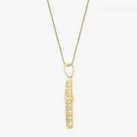 Womens 1/4 CT. T.W. Natural White Diamond 14K Gold Cross 18 Inch Pendant Necklace