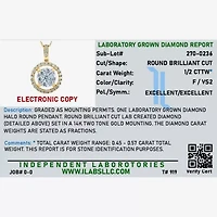 (F / Vs2) Womens 1/2 CT. T.W. Lab Grown White Diamond 14K Gold Round 18 Inch Pendant Necklace