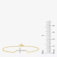1/10 Ct. T.W. Sideways Cross Womens 10K Gold 7.25 Inch Rope Cross Chain Bracelet