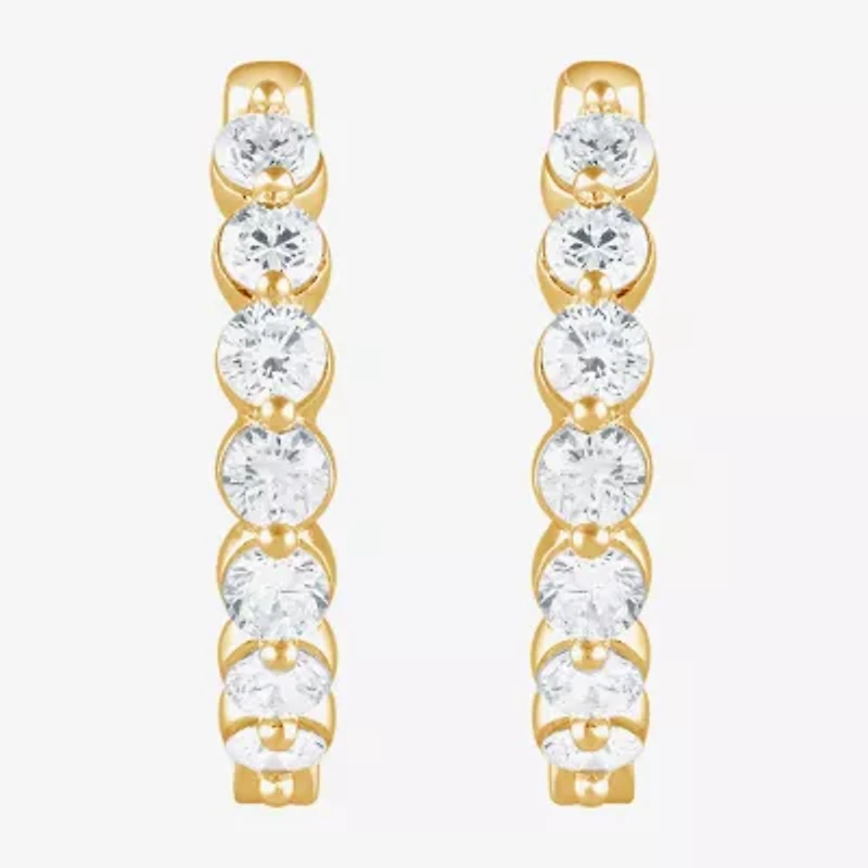 (G / Si1-Si2) Womens 2 CT. T.W. Lab Grown White Diamond Sterling Silver 20.1mm Hoop Earrings