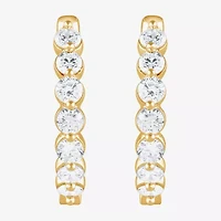 (G / Si1-Si2) Womens 2 CT. T.W. Lab Grown White Diamond Sterling Silver 20.1mm Hoop Earrings