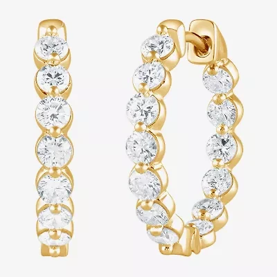 (G / Si1-Si2) Womens 2 CT. T.W. Lab Grown White Diamond Sterling Silver 20.1mm Hoop Earrings