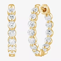(G / Si1-Si2) Womens 2 CT. T.W. Lab Grown White Diamond Sterling Silver 20.1mm Hoop Earrings
