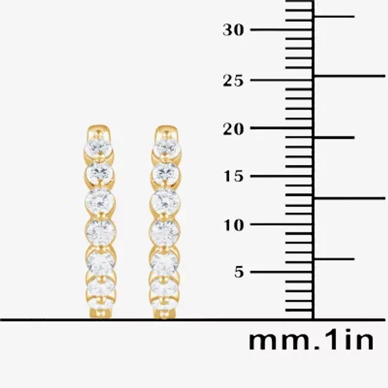 (G / Si1-Si2) Womens 2 CT. T.W. Lab Grown White Diamond Sterling Silver 20.1mm Hoop Earrings