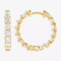 (G / Si1-Si2) Womens 2 CT. T.W. Lab Grown White Diamond Sterling Silver 20.1mm Hoop Earrings