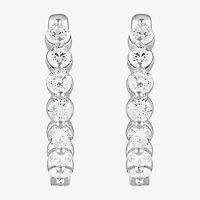 (G / Si1-Si2) Womens 2 CT. T.W. Lab Grown White Diamond Sterling Silver 20.1mm Hoop Earrings