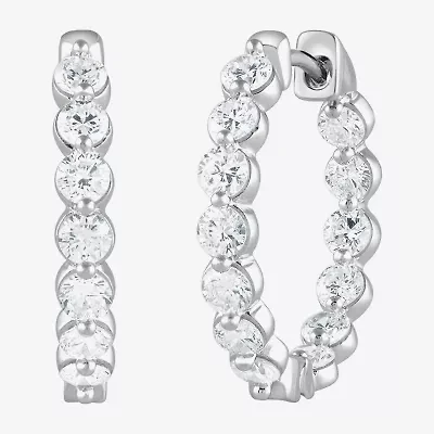 (G / Si1-Si2) Womens 2 CT. T.W. Lab Grown White Diamond Sterling Silver 20.1mm Hoop Earrings