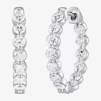 (G / Si1-Si2) Womens 2 CT. T.W. Lab Grown White Diamond Sterling Silver 20.1mm Hoop Earrings