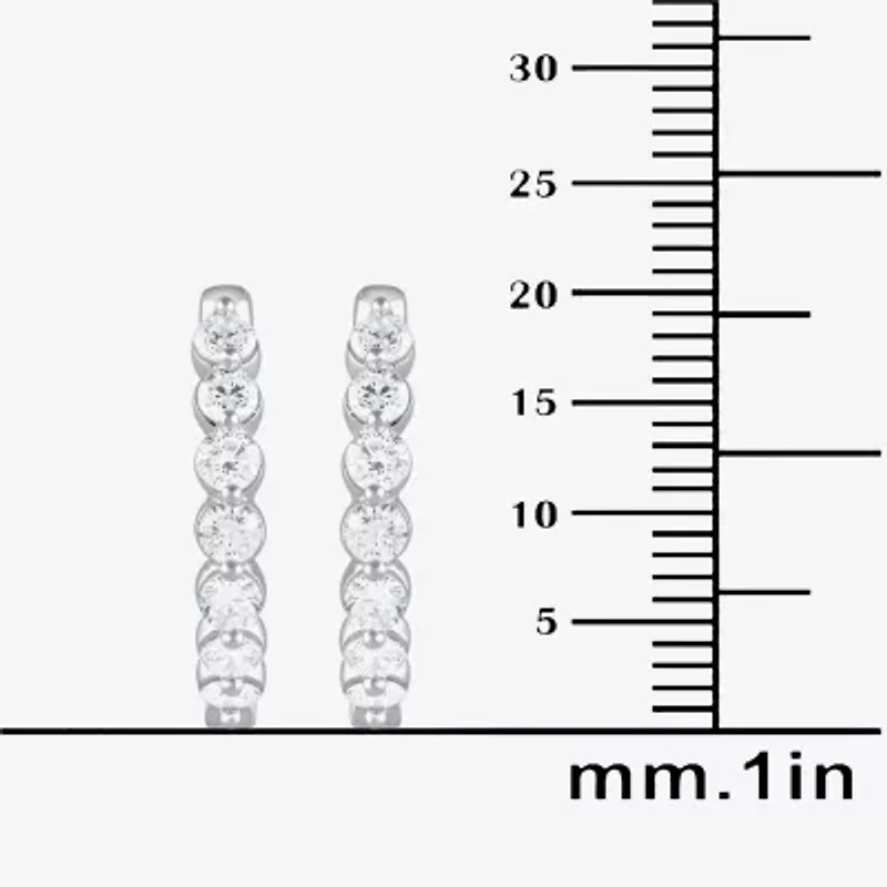 (G / Si1-Si2) Womens 2 CT. T.W. Lab Grown White Diamond Sterling Silver 20.1mm Hoop Earrings