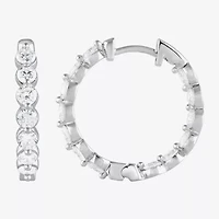 (G / Si1-Si2) Womens 2 CT. T.W. Lab Grown White Diamond Sterling Silver 20.1mm Hoop Earrings