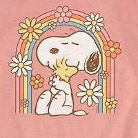 Little & Big Kid Girls Crew Neck Short Sleeve Regular Fit Peanuts Snoopy Graphic T-Shirt