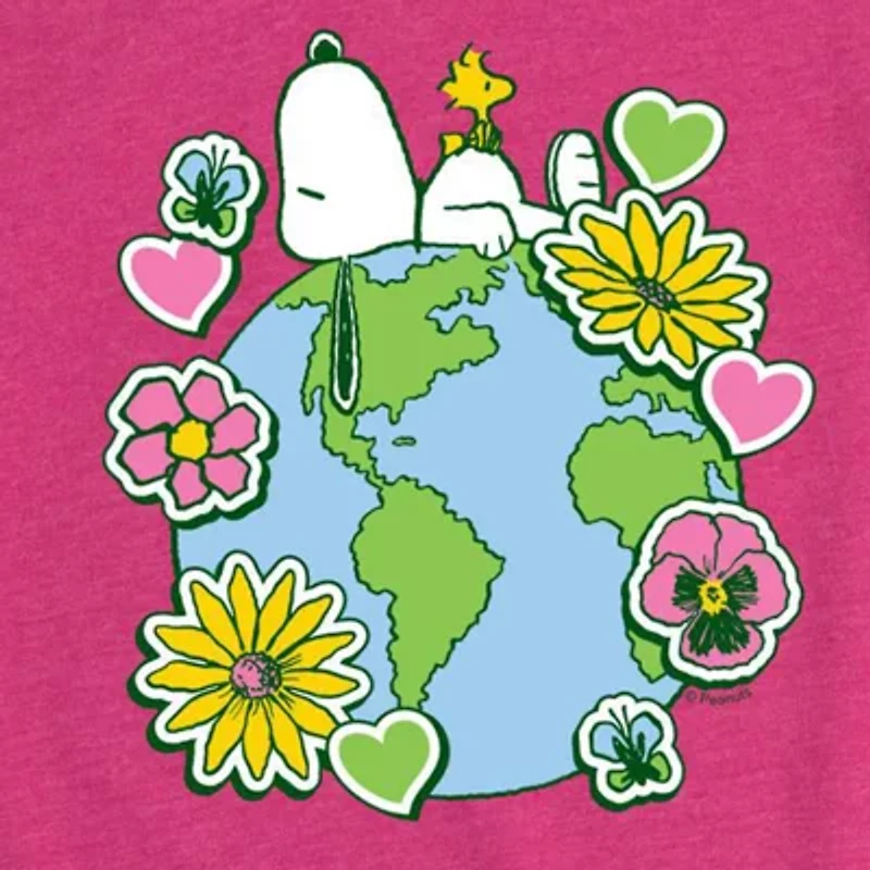 Little & Big Kid Girls Crew Neck Short Sleeve Regular Fit Peanuts Snoopy Graphic T-Shirt