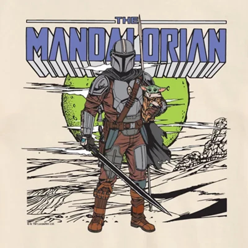 Novelty Mens Crew Neck Short Sleeve Regular Fit Baby Yoda Star Wars Graphic T-Shirt