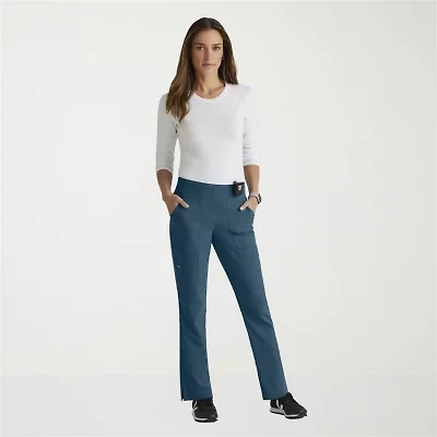 Grey's Anatomy™ by Barco Spandex Stretch Direct Grsp633 Relay 5-Pocket Mid-Rise Straight Leg Womens Plus Tall Fabric Moisture Wicking Wrinkle Resistant Scrub Pant