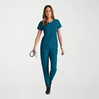Grey's Anatomy™ by Barco Spandex Stretch Direct Grst185 Bolt 3-Pocket\N Womens Plus V Neck Short Sleeve Fabric Moisture Wicking Wrinkle Resistant Scrub Top