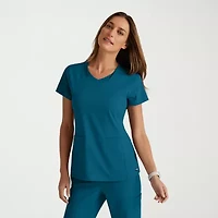 Grey's Anatomy™ by Barco Spandex Stretch Direct Grst185 Bolt 3-Pocket\N Womens V Neck Short Sleeve Fabric Moisture Wicking Wrinkle Resistant Scrub Top