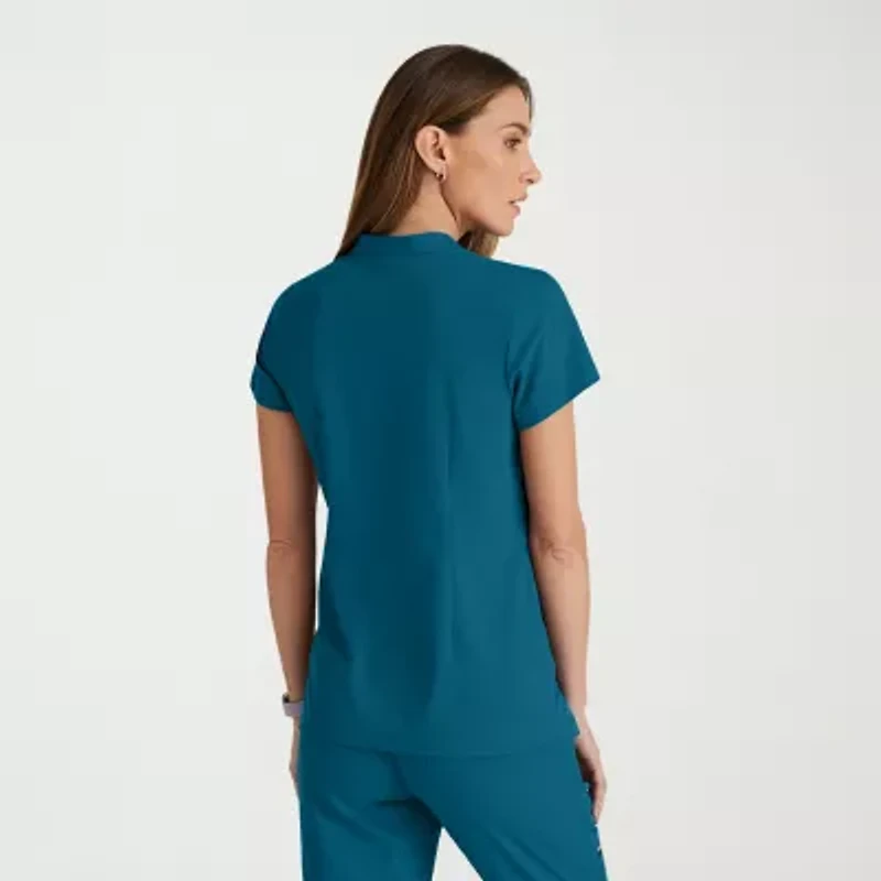 Grey's Anatomy™ by Barco Spandex Stretch Direct Grst186 Rush 1-Pocket Snap Collar Womens Short Sleeve Fabric Moisture Wicking Wrinkle Resistant Scrub Top