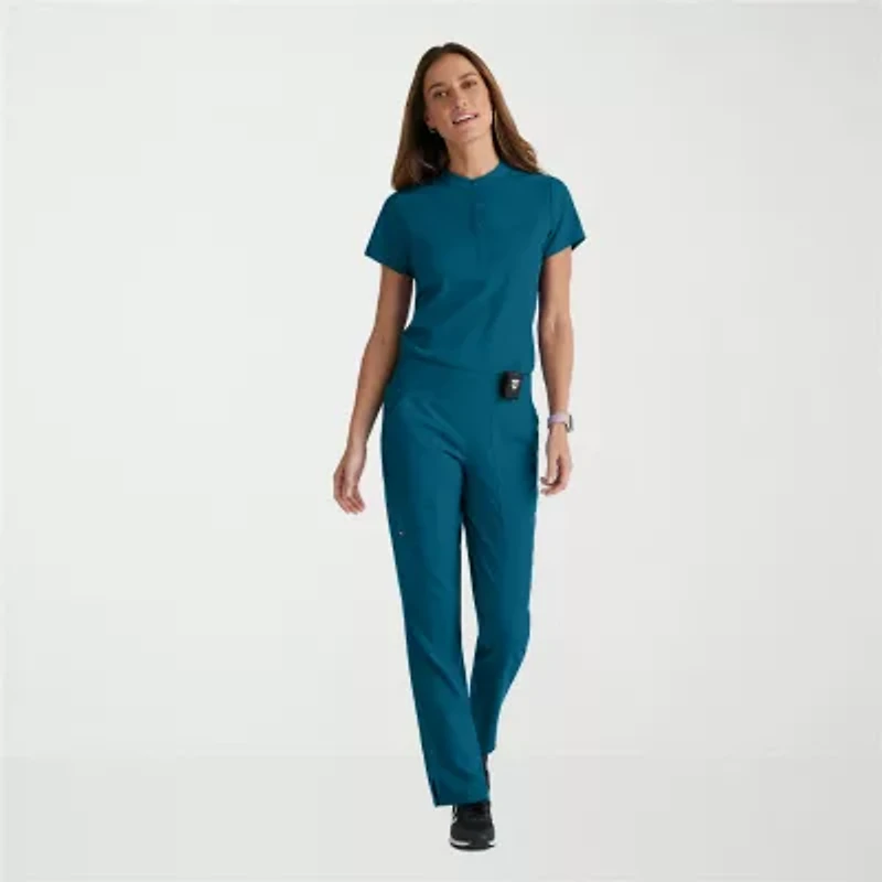 Grey's Anatomy™ by Barco Spandex Stretch Direct Grst186 Rush 1-Pocket Snap Collar Womens Short Sleeve Fabric Moisture Wicking Wrinkle Resistant Scrub Top
