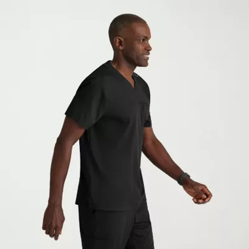 Grey's Anatomy™ by Barco Spandex Stretch Direct Grst188 Rapid 2-Pocket Mens Big and Tall V Neck Short Sleeve Fabric Moisture Wicking Wrinkle Resistant Scrub Top
