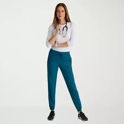 Grey's Anatomy™ by Barco Spandex Stretch Direct Grsp632 Dash 5-Pocket Mid-Rise Jogger Womens Petite Fabric Moisture Wicking Wrinkle Resistant Scrub Pant