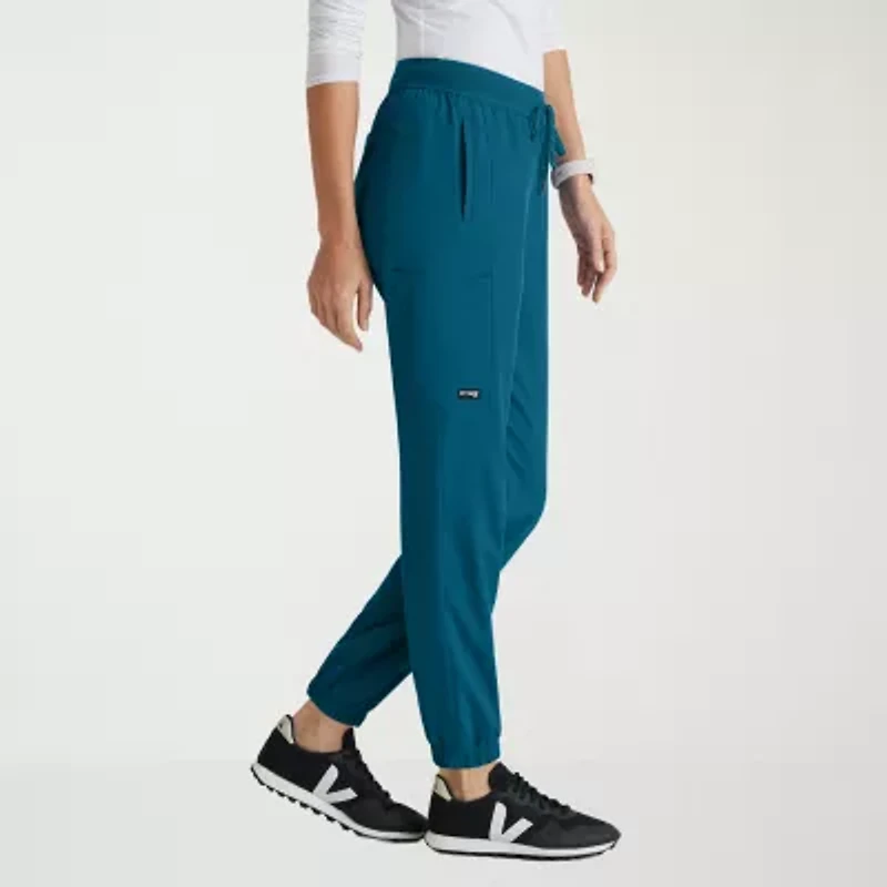Grey's Anatomy™ by Barco Spandex Stretch Direct Grsp632 Dash 5-Pocket Mid-Rise Jogger Womens Petite Fabric Moisture Wicking Wrinkle Resistant Scrub Pant