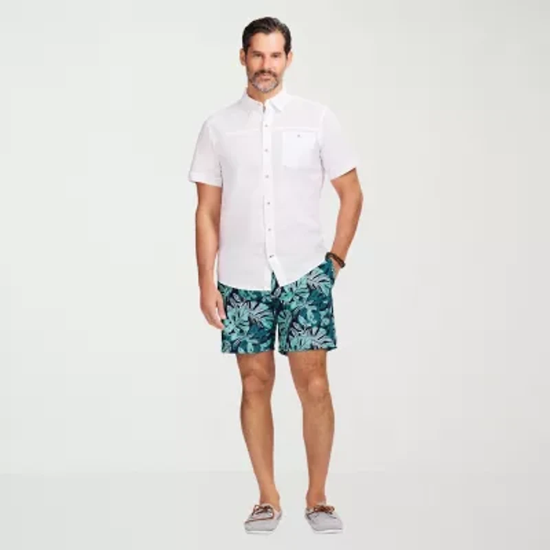 IZOD Dockside Chambray Mens Short Sleeve Classic Fit Button-Down Shirt