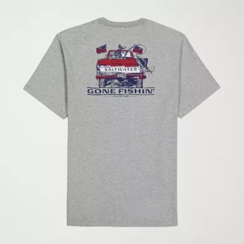 IZOD Saltwater Americana Mens Crew Neck Short Sleeve Regular Fit Graphic T-Shirt