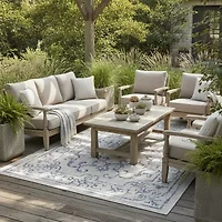 Sylvestra Medallion Blues Indoor Outdoor Rectangular Area Rug