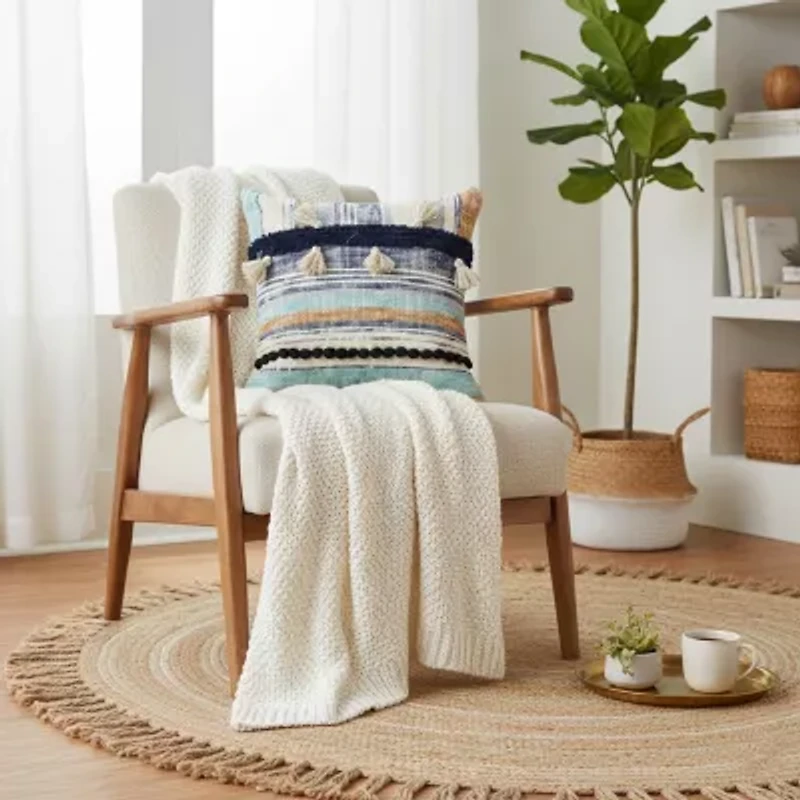 LR Home Irris Stripe Square Throw Pillow