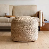 LR Home Layla 18" Handmade Jute Pouf