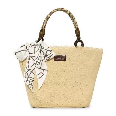 London Fog Straw With Wide Braided Tote Bag