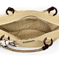 London Fog Straw With Wide Braided Tote Bag