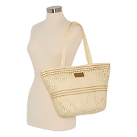 London Fog Woven Straw With Hat Set Tote Bag