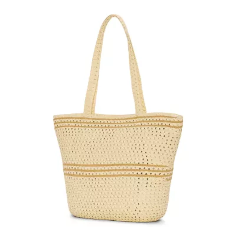London Fog Woven Straw With Hat Set Tote Bag