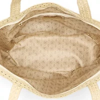 London Fog Woven Straw With Hat Set Tote Bag