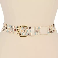JS Jessica Simpson Woven Laced Shimmer Womens Belt