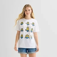 Minions Grid Boyfriend Tee Womens Juniors Crew Neck Short Sleeve Loose Fit Graphic T-Shirt